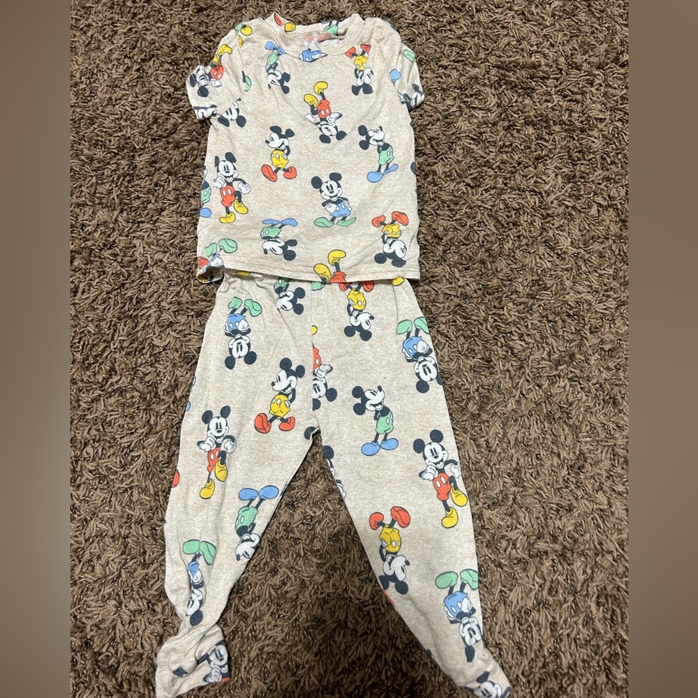 Disney Kids Pajama Set - Gray with Mickey Mouse Print